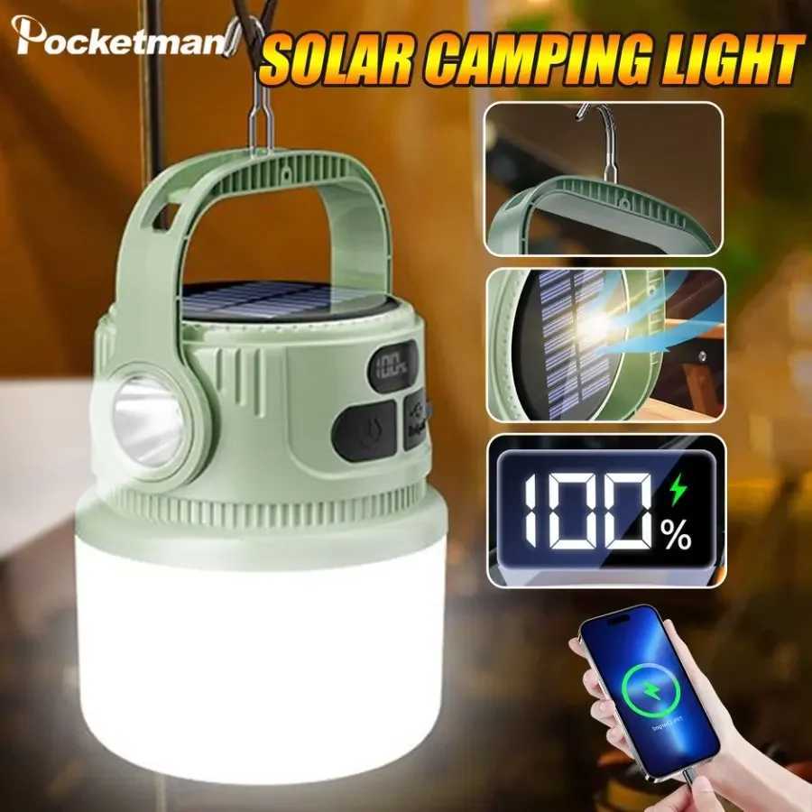 Solar Rechargeable Camping Lantern Portable LED Camping Light Waterproof Tent Lights Lightweight Outdoor Night Emergency Lamp M251201