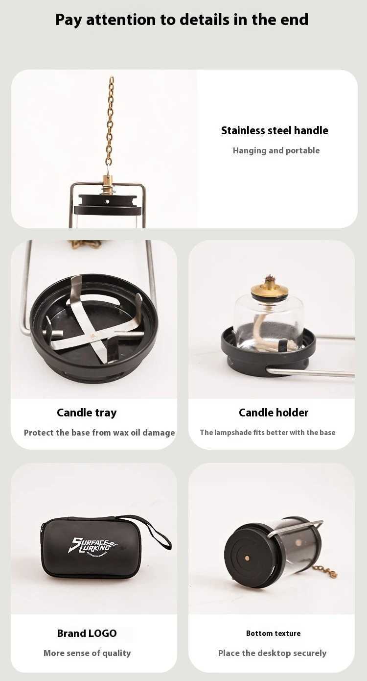 MOUNTAINHIKER Outdoor Candle Light Set Picnic Camping Retro Decorative Ambience Light Creative Desktop Bedside Candle Light M251201