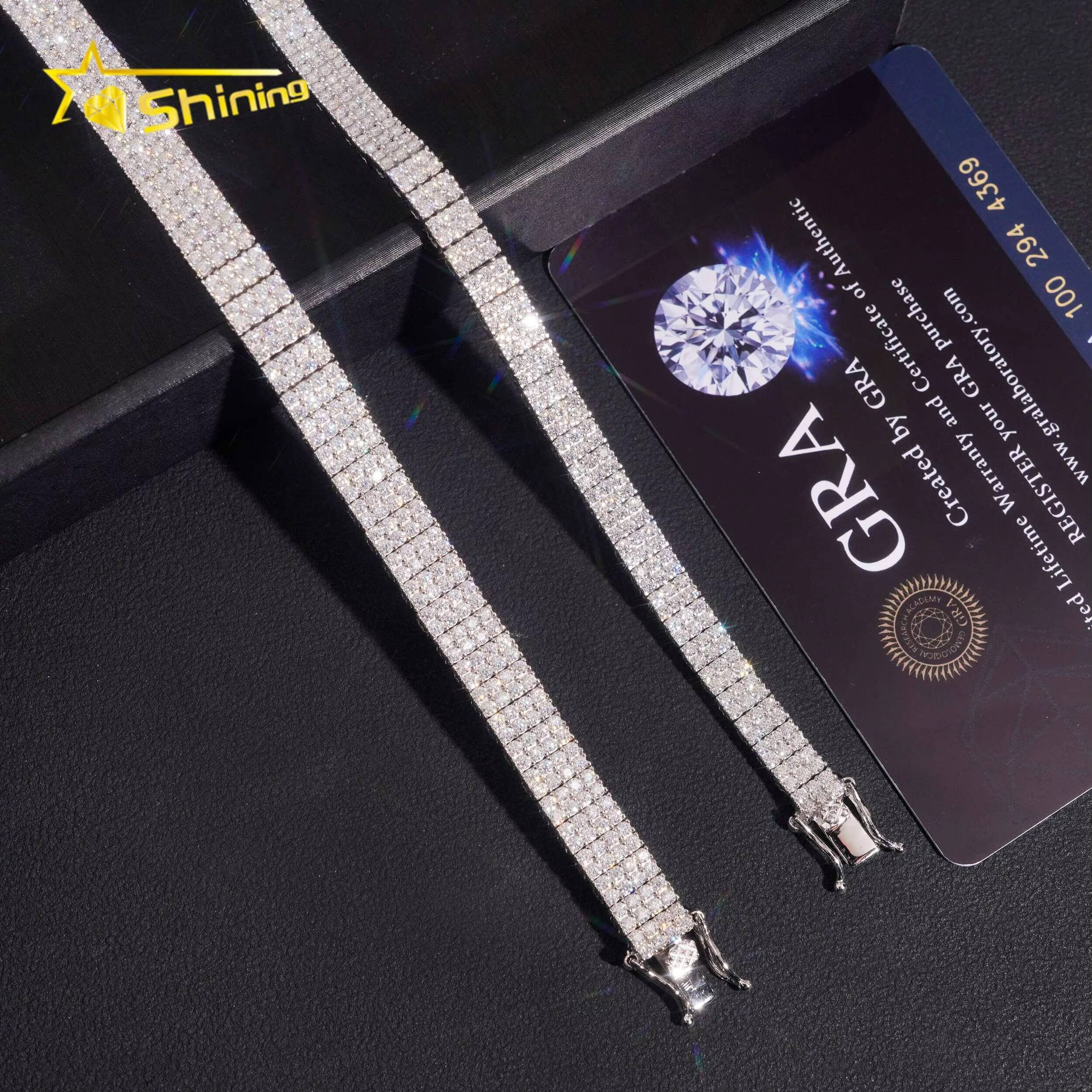 Tennis Bracelet Pass Diamond Test Moissanite Rhodium Plated 925 Sterling Silver Sparking Hop Hip Iced Out Bracelet