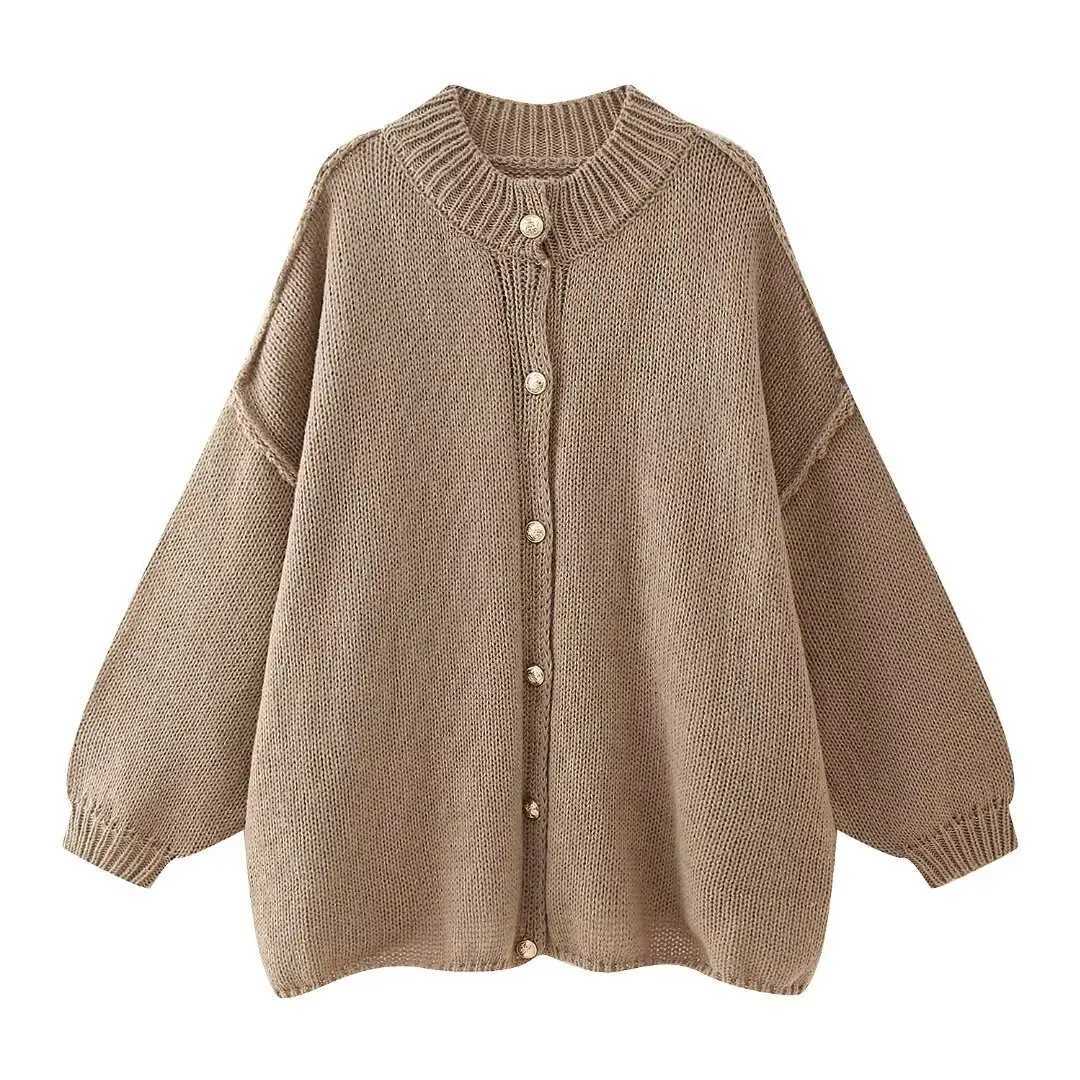 Casual Cardigan Women Sweater Loose Single Breasted O-neck Fashion Sweaters Autumn Office Female All-match Top Coat M260306