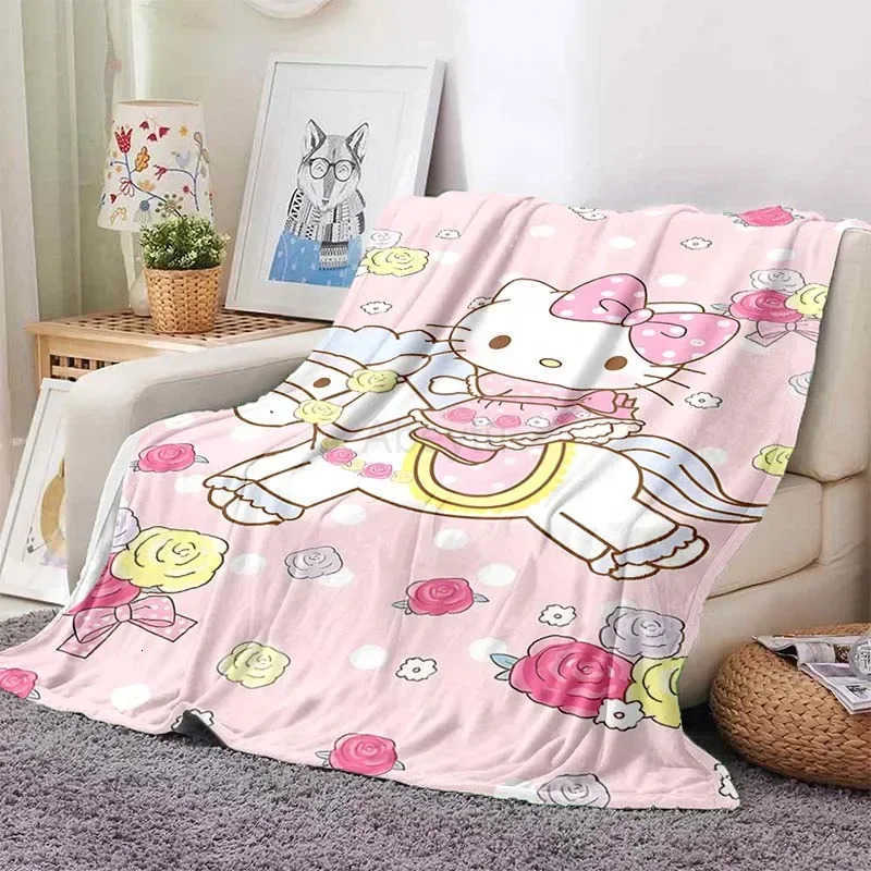 Sanrio Hello Kitty Blanket for Sofa Bed King Size Cute Cat Soft Flannel Throw Fluffy Bed Blanket New Born Winter Blanket Gift H251201