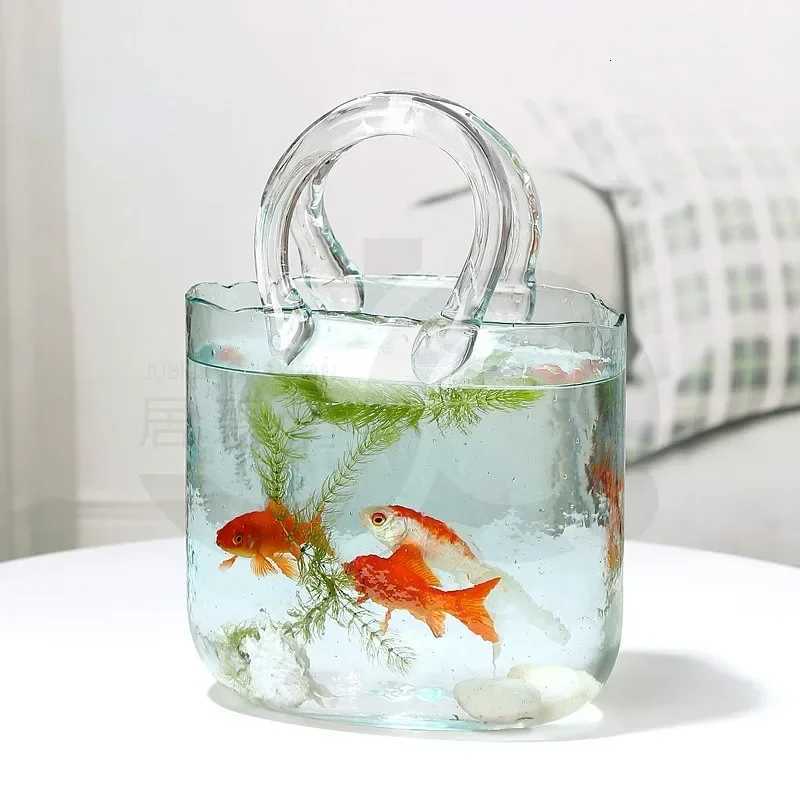 Nordic Vase He Decor Ins Style Bag Vase Designer Handbag Hydroponic Flower Basket Fish Farming Fishbowl Y251201