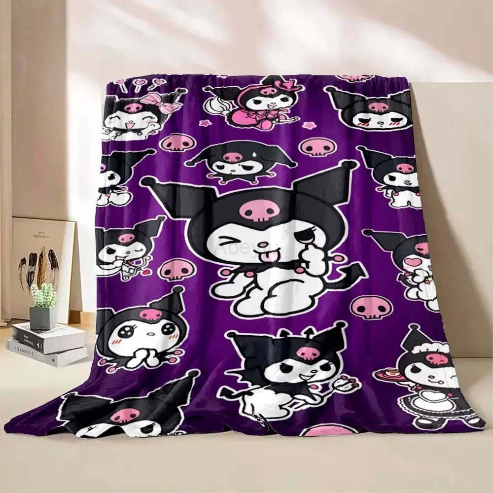 Sanrio 17 Styles Kuromi Throw Flannel Fluffy Blanket Soft Quilt Thicken Plush Blanket Cartoon Sofa Blanket Child Adult Gift H251201