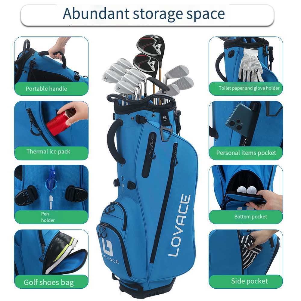 Golf Stand Bag 14 Way Top Dividers FullLength with Stand 7 Pockets Lightweight Golf Bag for Men Dual Strap Rain Hood J250930