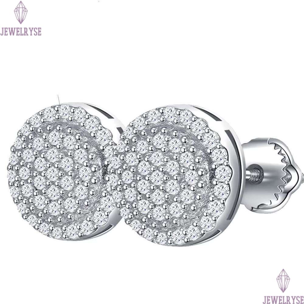 14k Solid Gold Round Brilliant Cut VVS Dia Sterling Sier Moissanite Stud Earrings for Women