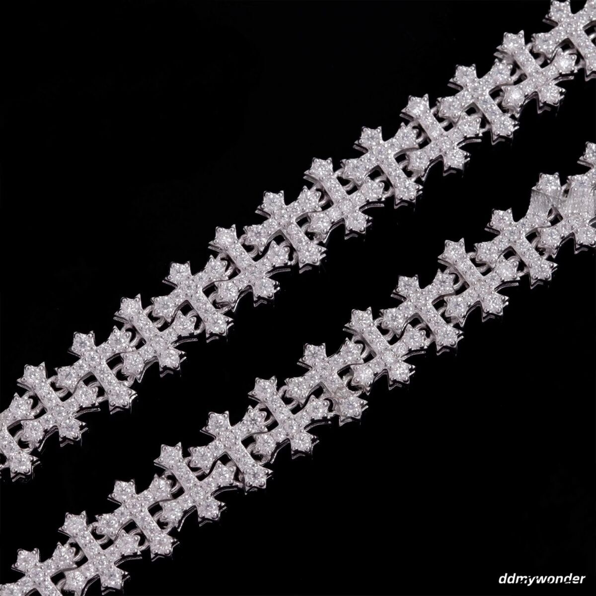 New Design Sterling Sier Gold Plated Link Bracelets Iced Out Vvs Moissanite Full Dia Cross Chain Bracelet Ddmywonder