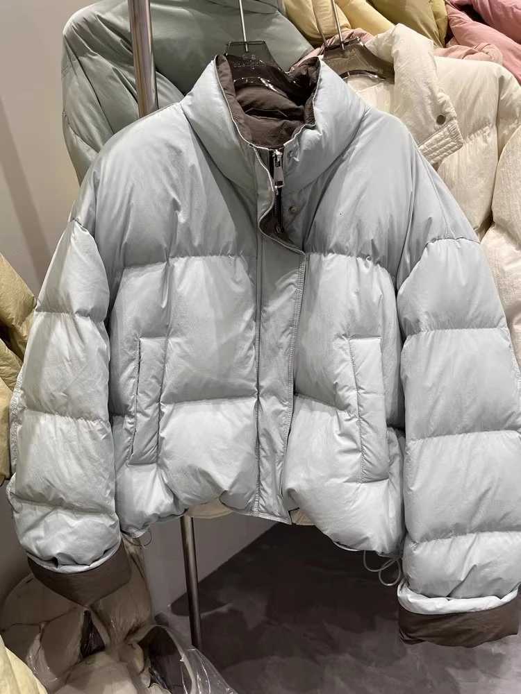 Womens Autumn Winter Short Puffer Jacket Korean Style Solid Color Stand Collar Bread Coat Female Cotton Down Outerwear ParkasT251201