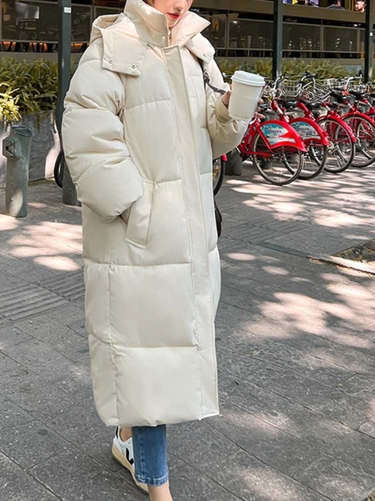 New in Winter Cotton Jacket Womens Long Coat Korean Edition Loose Thick Fashion Hooded Jackets Female Warm Parker OvercoatT251201