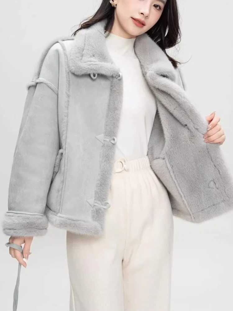 2025 Winter Fashion New Womens Simulated Fur Coat Thickened Imitation Fur Integrated Stand Collar Thickened Warm CoatT251201