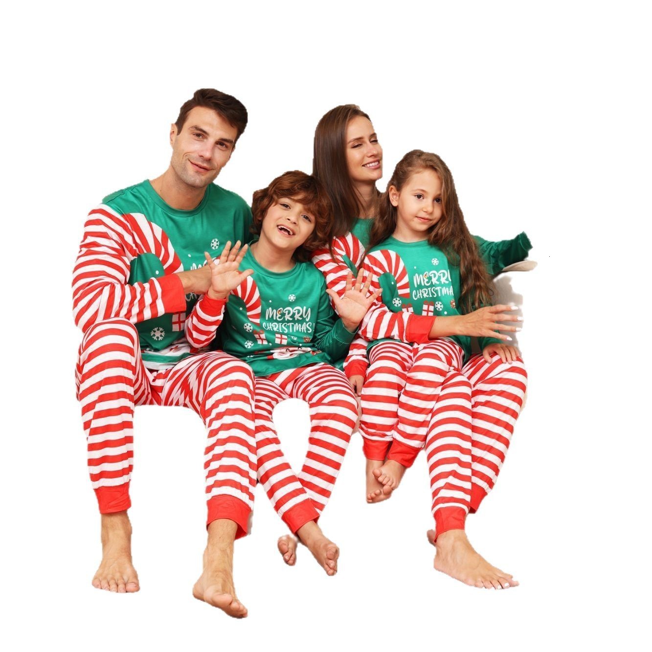 Christmas Pajamas Family Matching Outfits Adult And Kids Pyjamas Santa TopsStripe Pants Xmas Sleepwear Baby Boy Girls Romper 241028