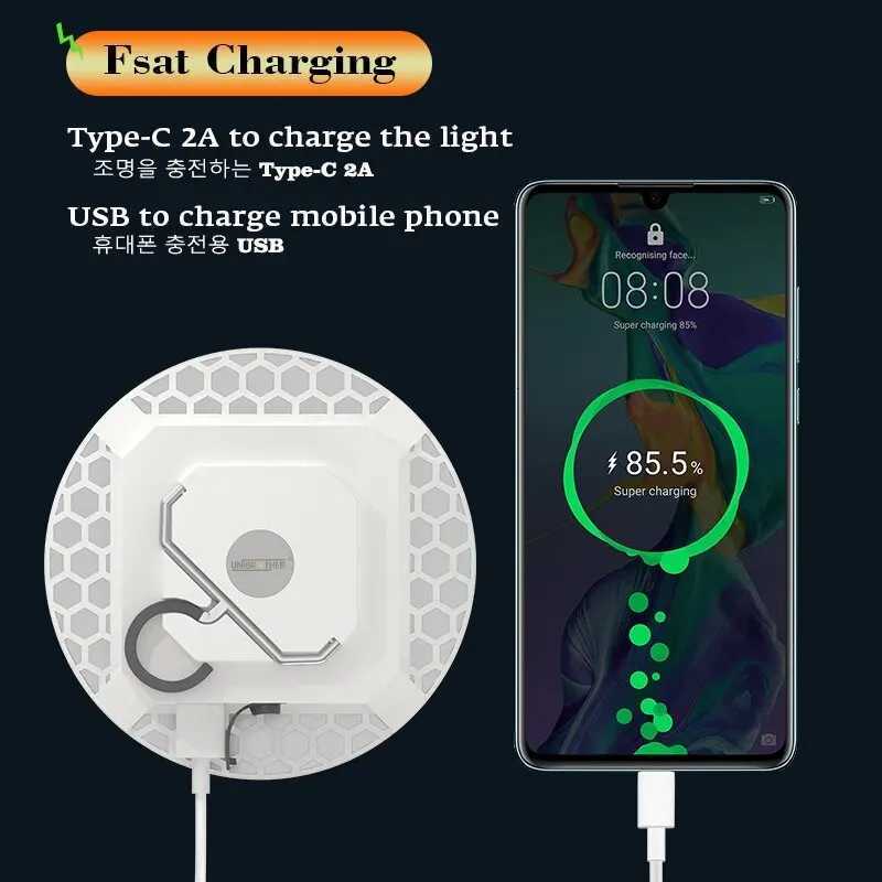 Rechargeable Powerful Light Camping Lantern with Magnet Strong Light Portable Flashlights LED Tent Lights Work Repair Lighting M251201