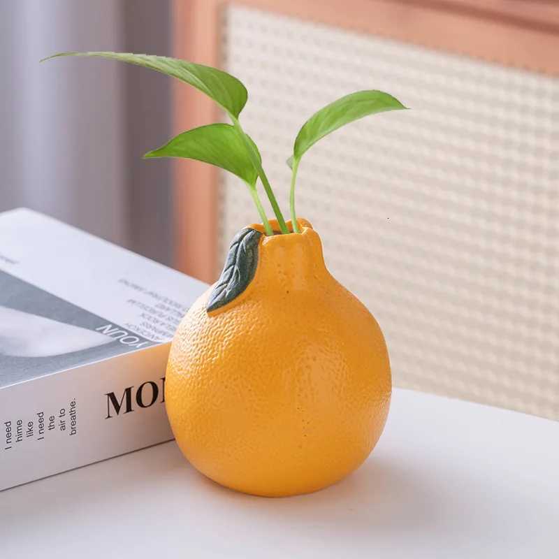 Orange Vase Ceramic Vase Pelo Simated Fruit Ornaments Hydroponic Flowerpot He Decoration Accessories Flowervase Y251201