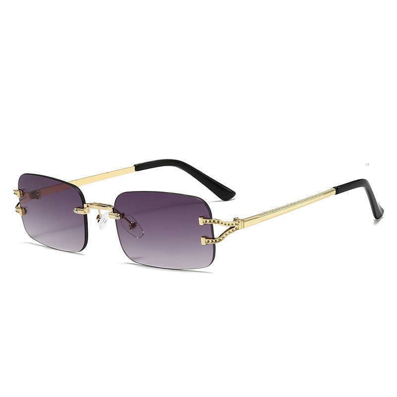 Retro frameless cut edge small square sunglasses for men and women with round faces for slimming, punk style hip-hop bouncing, and disco sunglasses