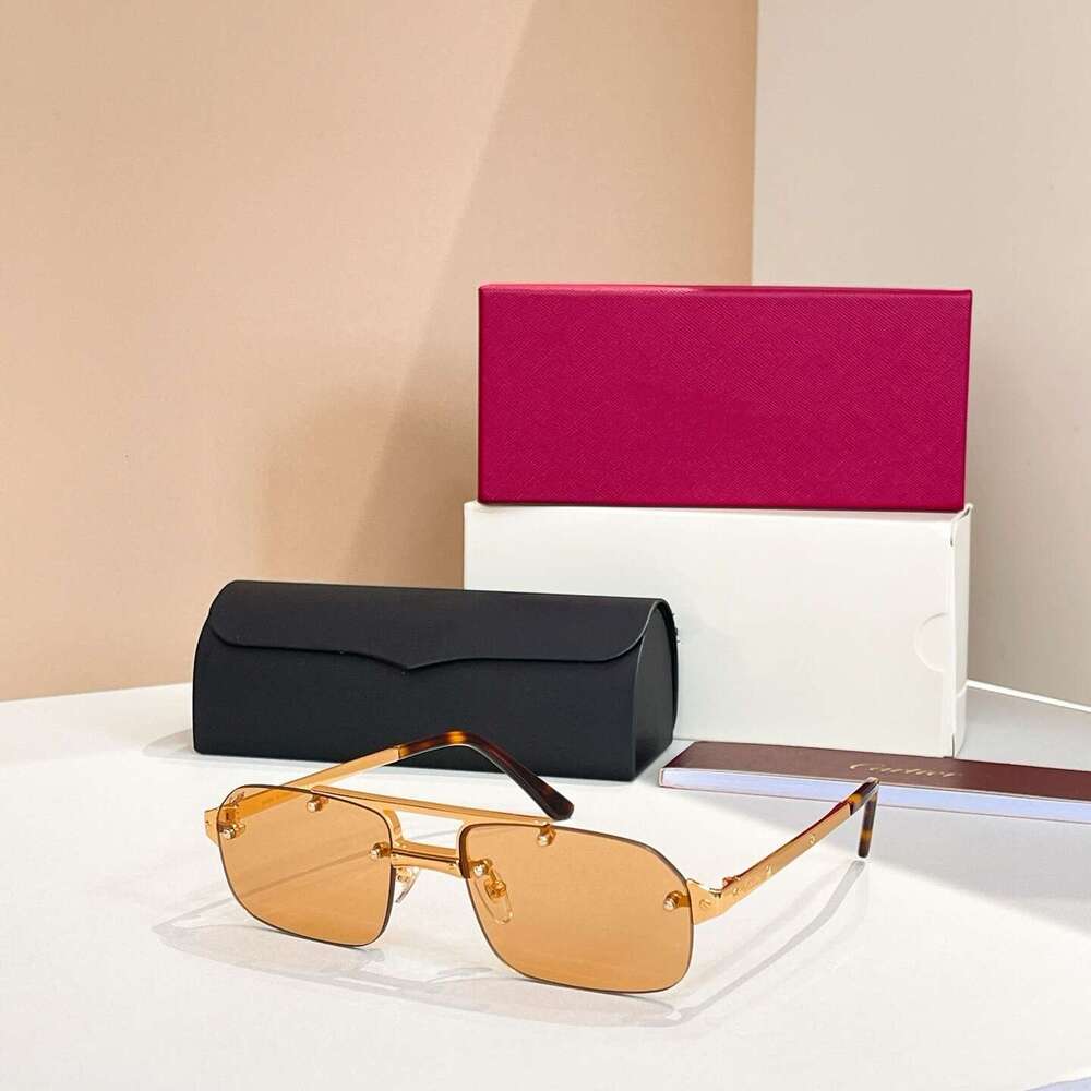 2025 Designer CT0660S Classic Versatile Oval Frameless Double Bridge Sunglasses UV Protection Sunshade Glasses