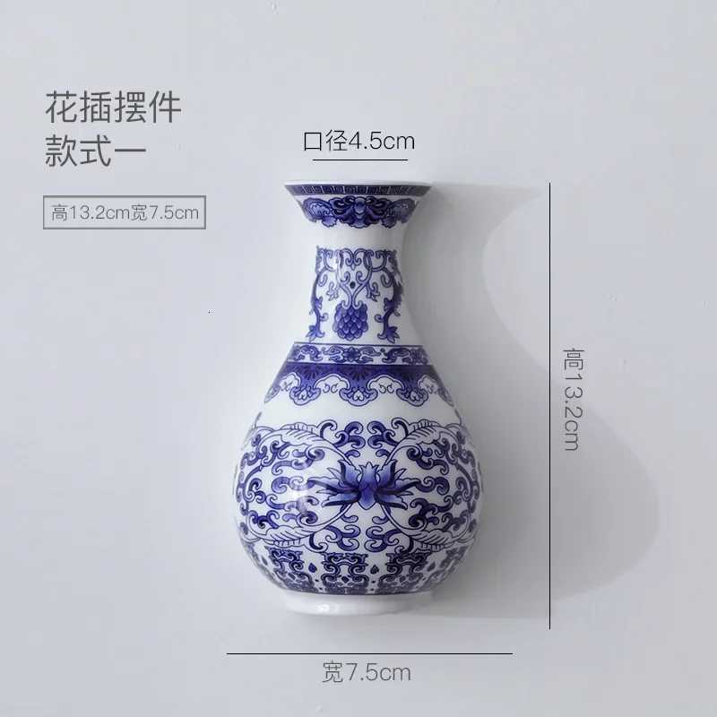 Ceramic vase antique blue and white porcelain flower container lucky bamboo living ro and he decoration wall hanging Y251201