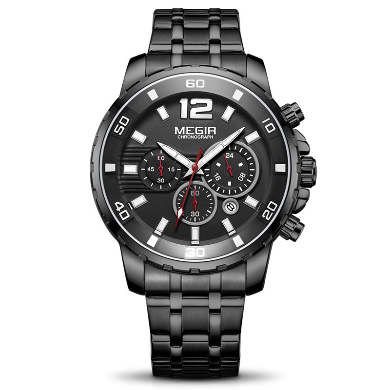 MEGIR Designer Multifunctional Watch Business Sports Men's Watch Waterproof Chronograph Quartz Watch 2068 Luxury Wristwatch Fashion Sports Watch 
