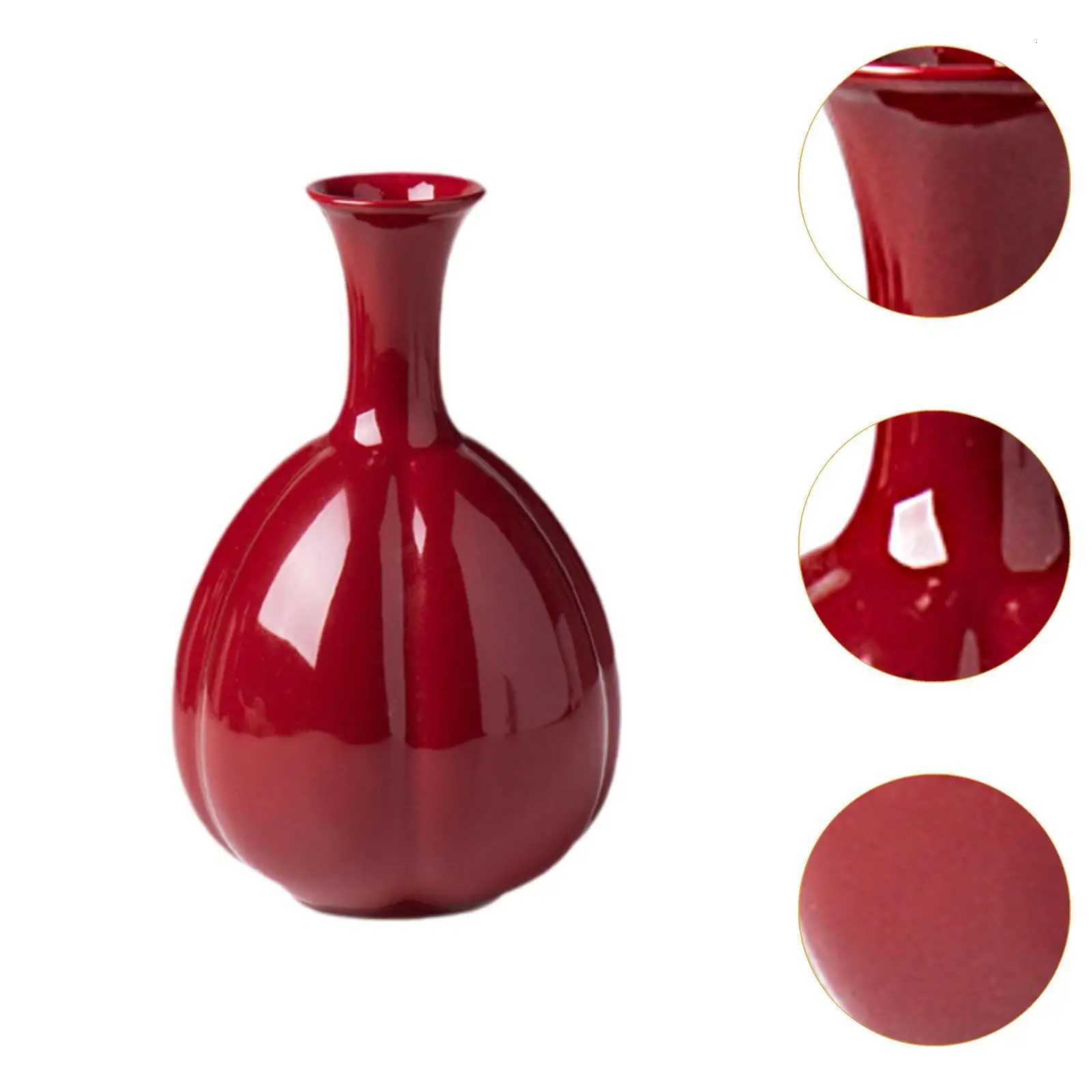 Red Ceramic Vase Decorative Vases Creative Flower Vases for Entrance Bookshelf Farmhouse Ceramic Red Vase Creative Living Ro Y251201