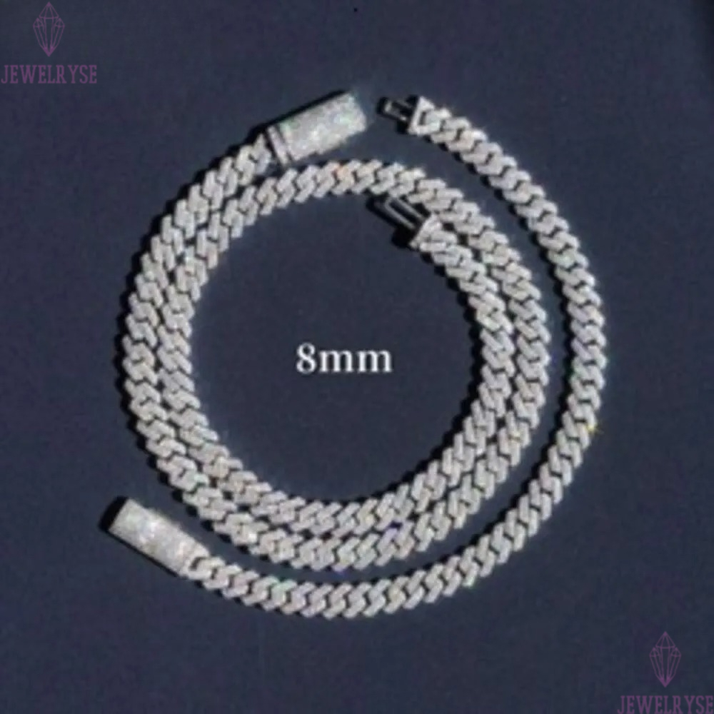 Mossanite 8mm 10mm 12mm Dropshipping Gold Plated Sier Hip Hop Iced Out Moissanite Cuban k Chain Jewelry