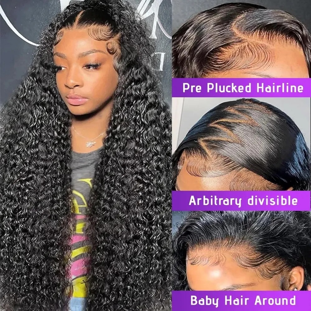 200 Density Curly Human Hair Wigs 30 Inch 13x4 Hd Transparent Lace Wigs 360 Lace Wigs Natural Black Color Wigs For Women Glueless wigs