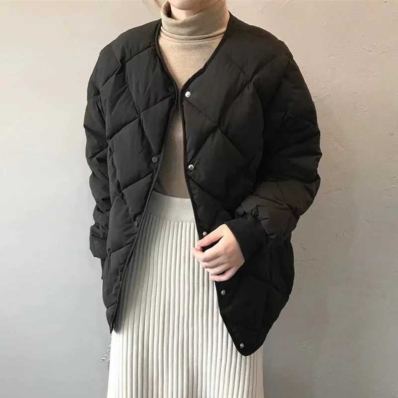 Short-sleeved Cotton Coat for Women - New Winter Style - Student Loose Checkered Cotton Coat - Thick Cotton JacketT251201