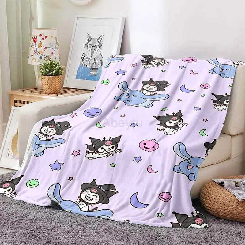 Sanrio 10 Sizes Kuromi Printed Blanket for Home Travel Soft and Comfortable Blanket for Adults and Children Cartoon Warm Blanket H251201