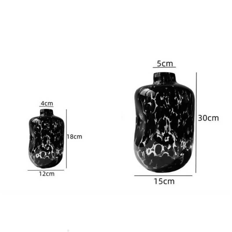 Transparent Black Leopard Print Polka Dot Vase Concave Texture Flower Vase Hydroponics Terrarium He Decoration Y251201