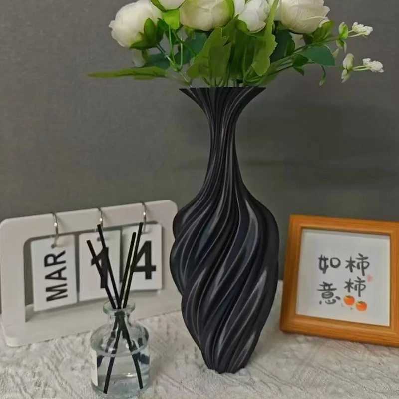 Modern Style Vase Ro Decoration Plastic Flower Vase Wihte Black Flower Bottle Aesthetic Floral Arrangement Display Vase Y251201