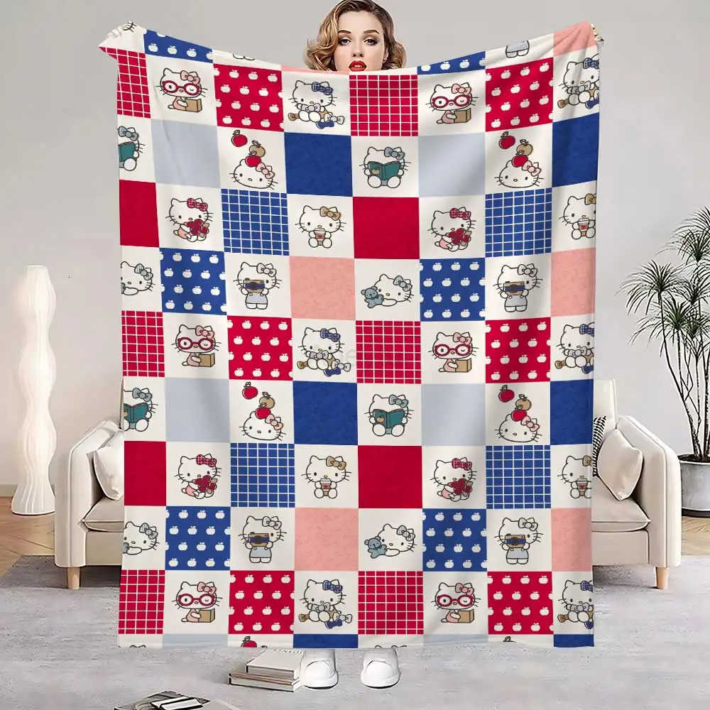 Sanrio Kawaii Hello Cat Cartoon Anime Blanket for Living Room Fluffy Soft Blankets Home Bedspread on the Bed Bedroom Decoration Sofa H251201
