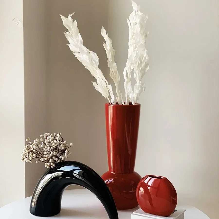 Red Ceramic Art Vase Wedding Housewarming Festive Vase He Living Ro New Year Decoration Y251201