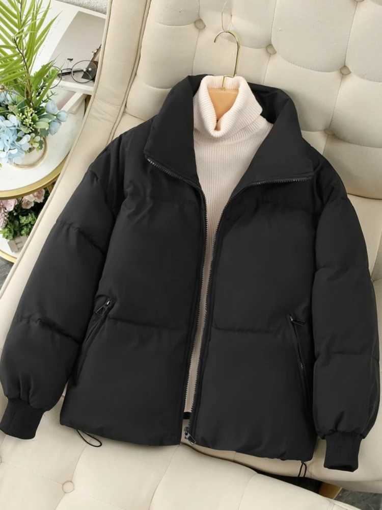 New Winter Thickened Cotton Coat Jacket for Women Trendy Versatile Student Korean Style Loose Fit Padded Jacket Short StatureT251201