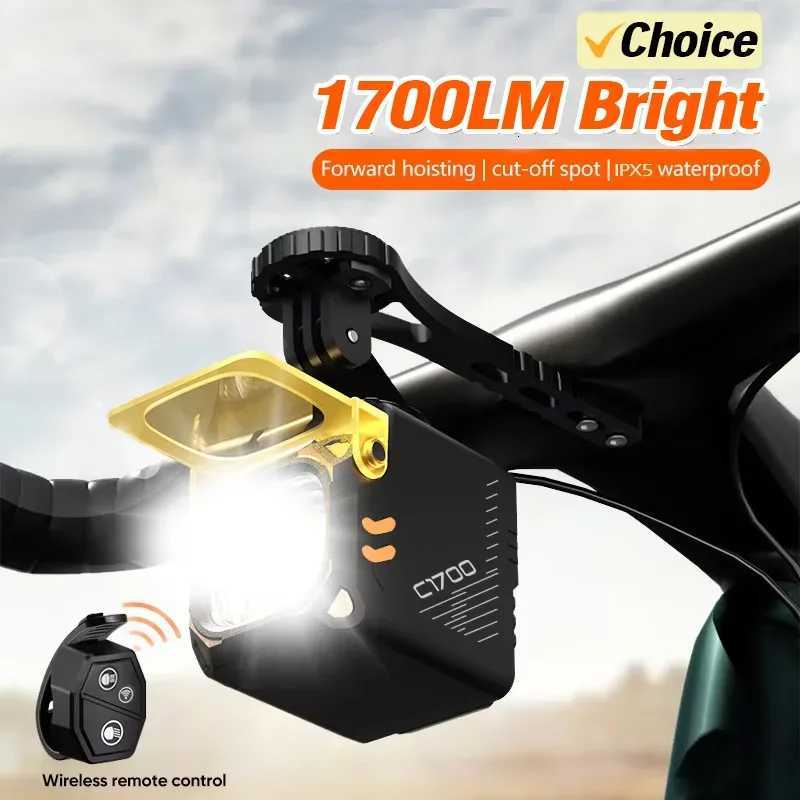 Bicycle Lights 1700LM High-brightness Bike Light 1800mAh Hanging Front Bicycle Light Wireless IPX5 MTB Road Bike Accessories M251201