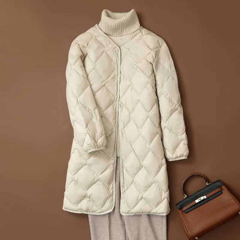 NewBang Long Ultra Light Down Jacket Women Duck Down Coat Female Diamond Warm Lighteight O-neck CoatT251201