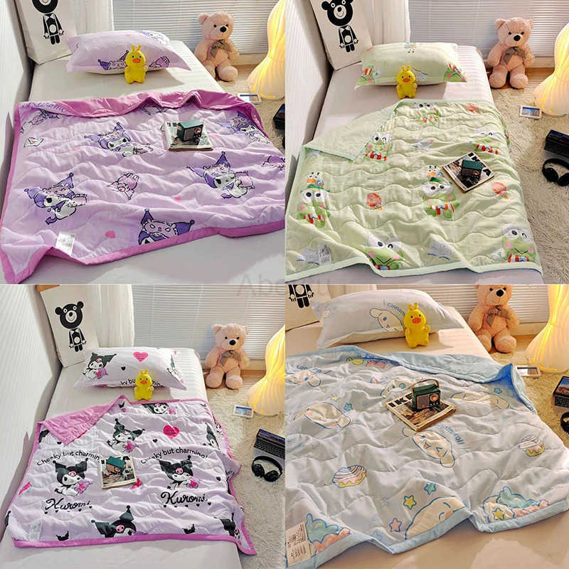 Sanrio Kuromi Childrens Summer Quilt Thin Wadding Blanket Hello Kitty melody Soft Breathable Blanket air condition quilt H251201