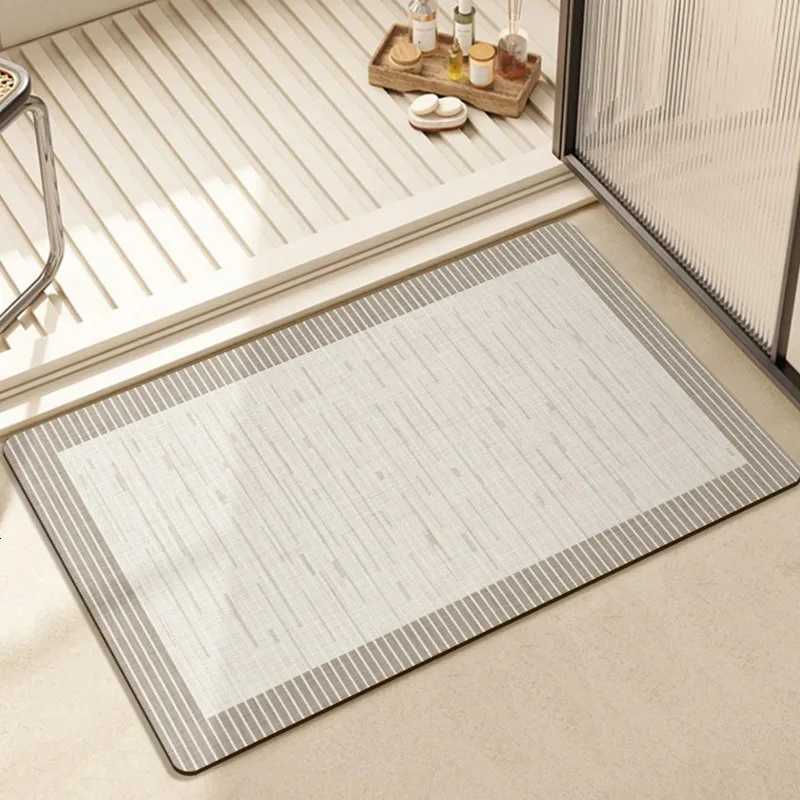 Minimalist Line Diatite Mat Bathro Entrance Door Pad Shower Suction Foot Mat Toilet Non-Slip Waterproof Floor Decor Beauty H251129