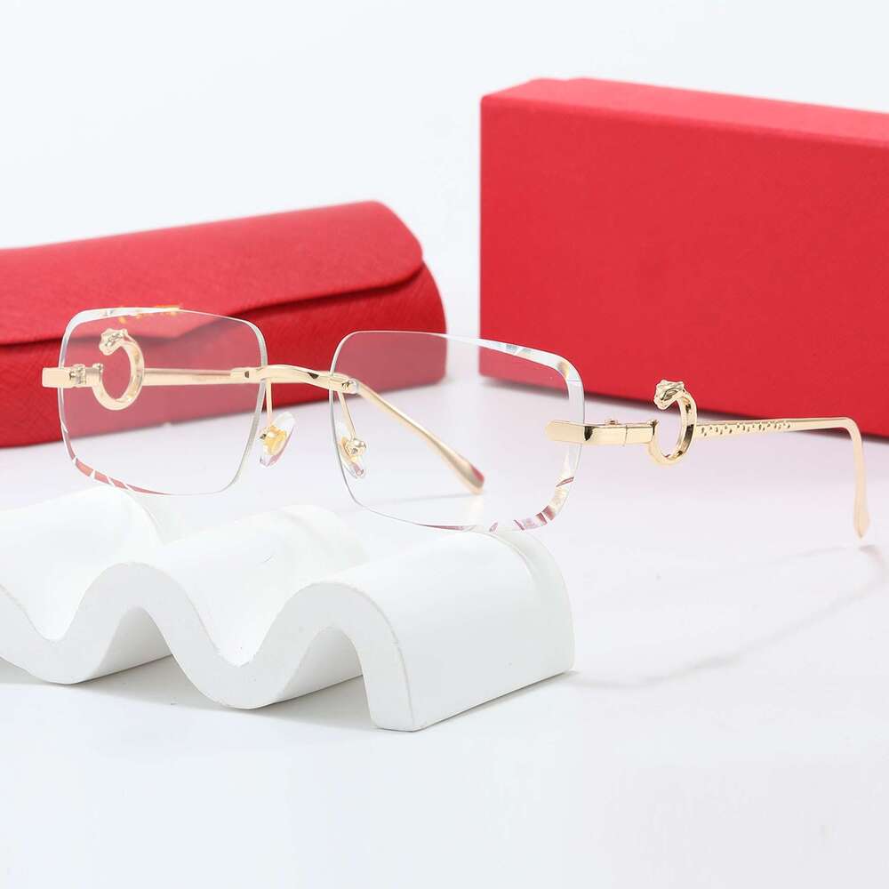 2025 New Designer Small Square Frameless Leopard Sunglasses for Women Men, European and American Trend Wholesale Factory In Stock