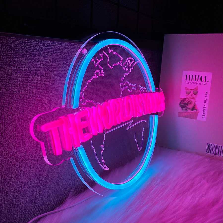 The World Is Yours Led Neon Sign Earth-Shaped Sign 3D Sculpture Used For Bedroom Club And Game Room Decor Powered By Usb H251201