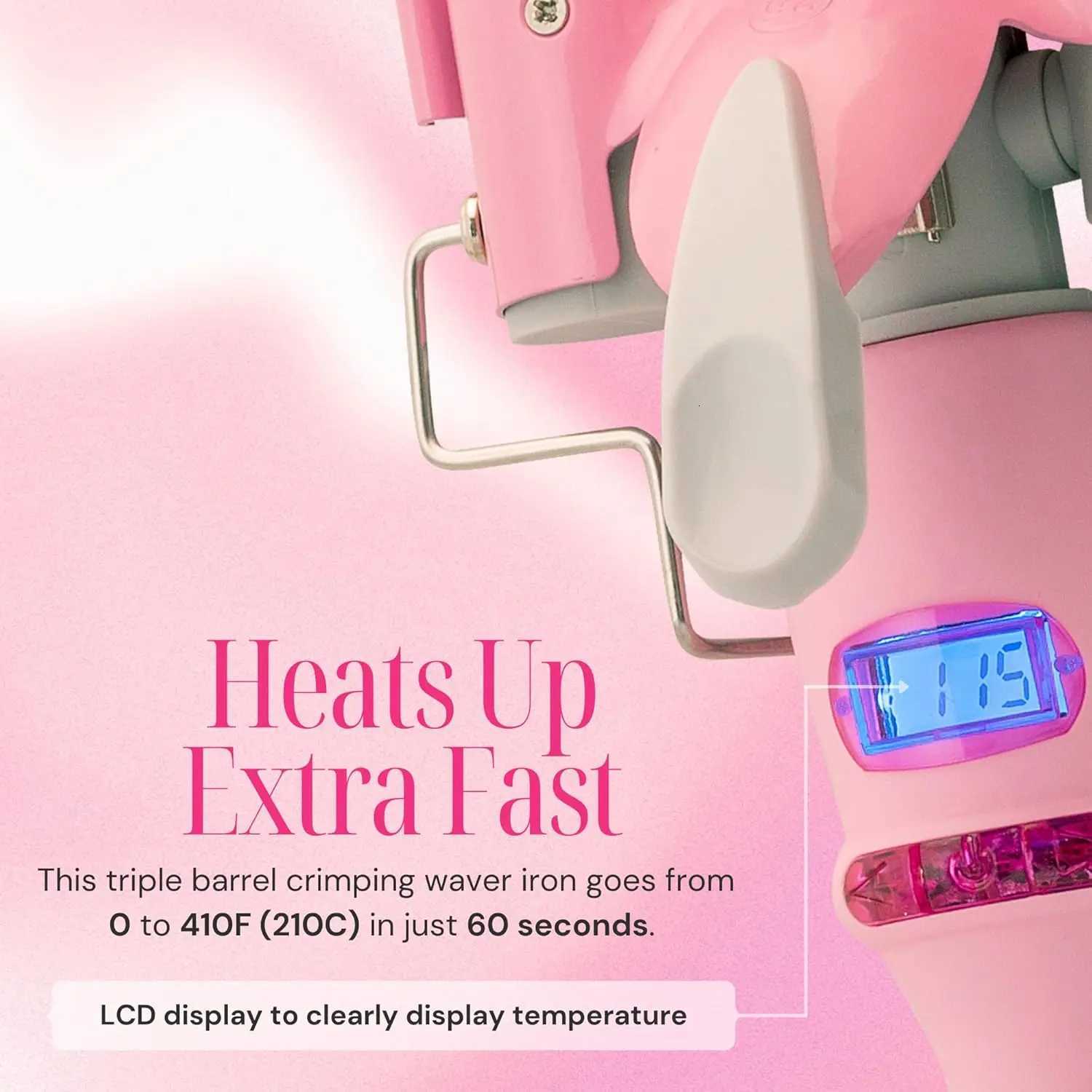 YAWEEN Lcd Curling Iron Professional Ceramic Hair Curler 3 Barrel Hair Curler Irons Hair Wave Fashion Styling Tools C251202