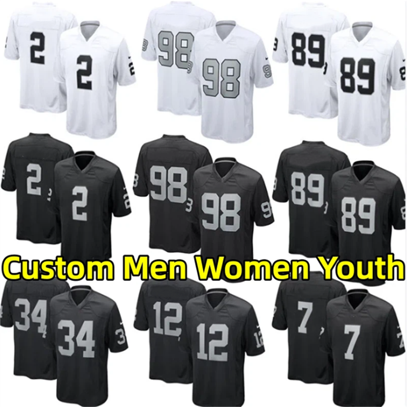 Football Jersey Maxx Crosby Brock Bowers Ashton Jeanty Bo Jackson Ken Stabler Jim Plunkett Charles Woodson Marcus Allen Men Women Youth Jerseys Custom