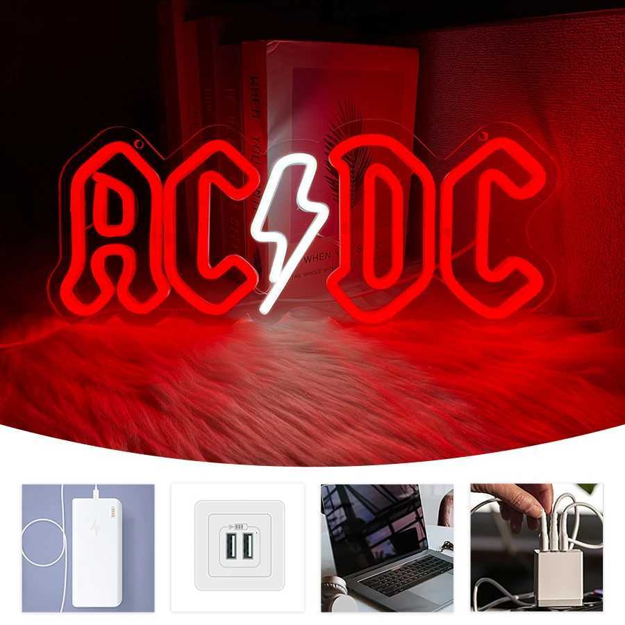 Ac/Dc Band Led Neon Sign Usb Powered Perfect For Music Festival Decoder Room Bar Club Wall Art-Ideal Gift For Music Fans H251201