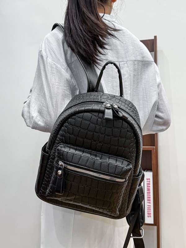 Backpack Womens Autumn/Winter New 2026 Double Shoulder Bag - Soft Leather Vintage Pattern Minimalist Fashion Travel Backpack Spacious Casual Bookbag