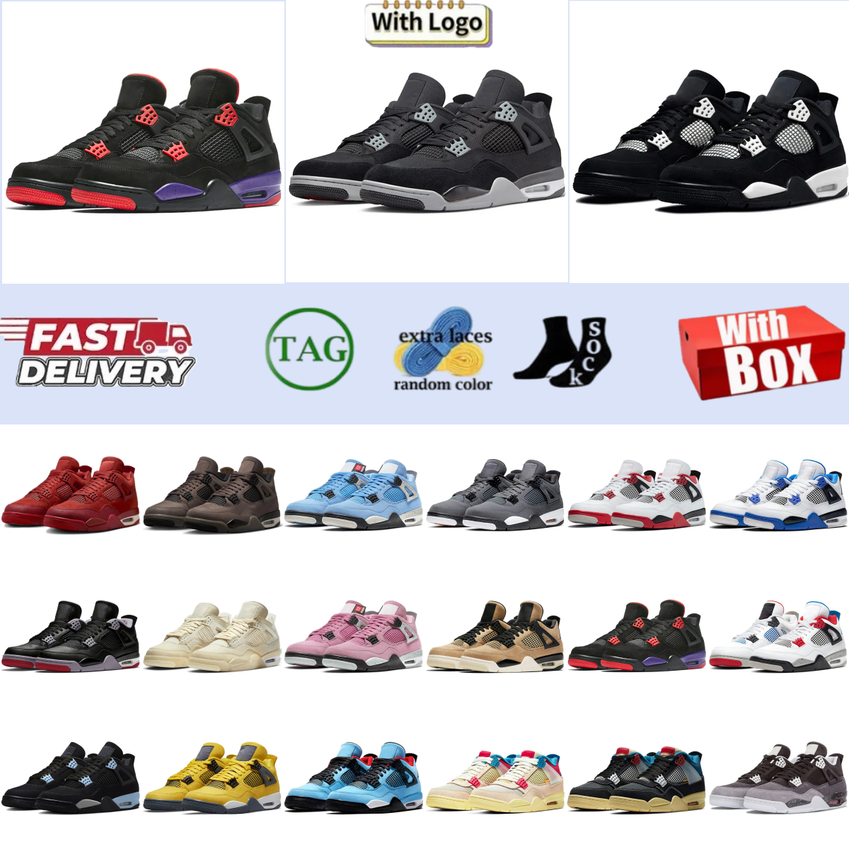 2025 nikejordan 4 designer basketball shoes mens sneakers Military Black Cat Cement Grey Red Thunder chaussure chaussures womens nikedunks trainers with box
