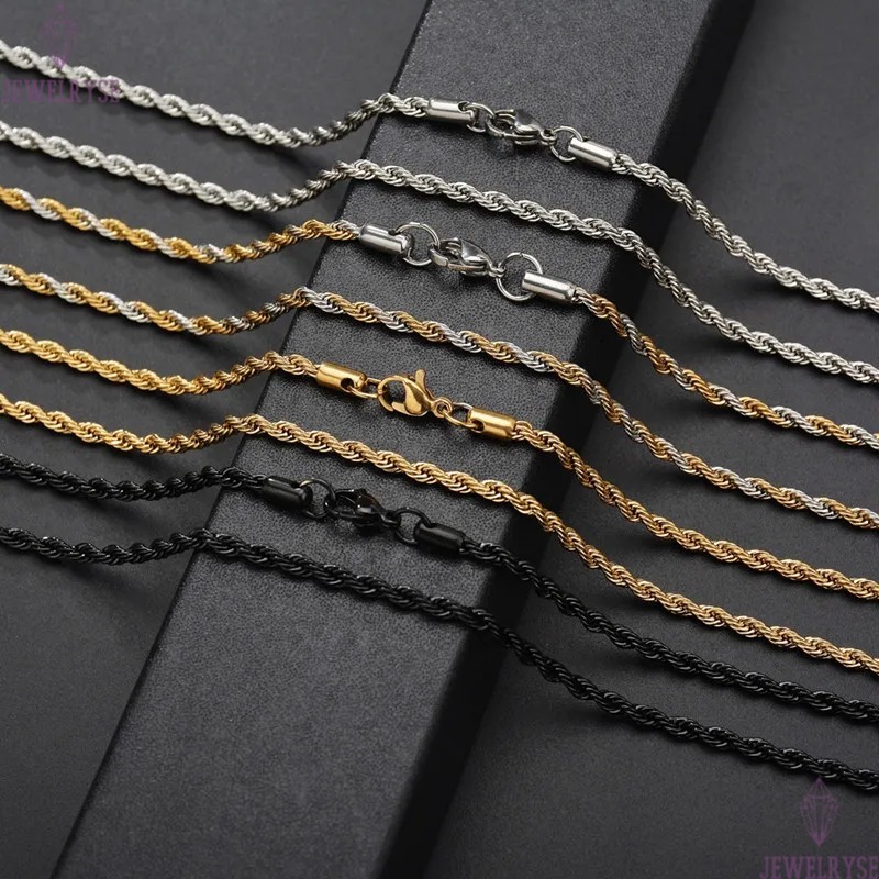 Hiphop Cool designer necklace For Women mens necklace Chains Twisted Rope Stainless Steel Gold Silver Black South American Necklaces Chain Choker Punk