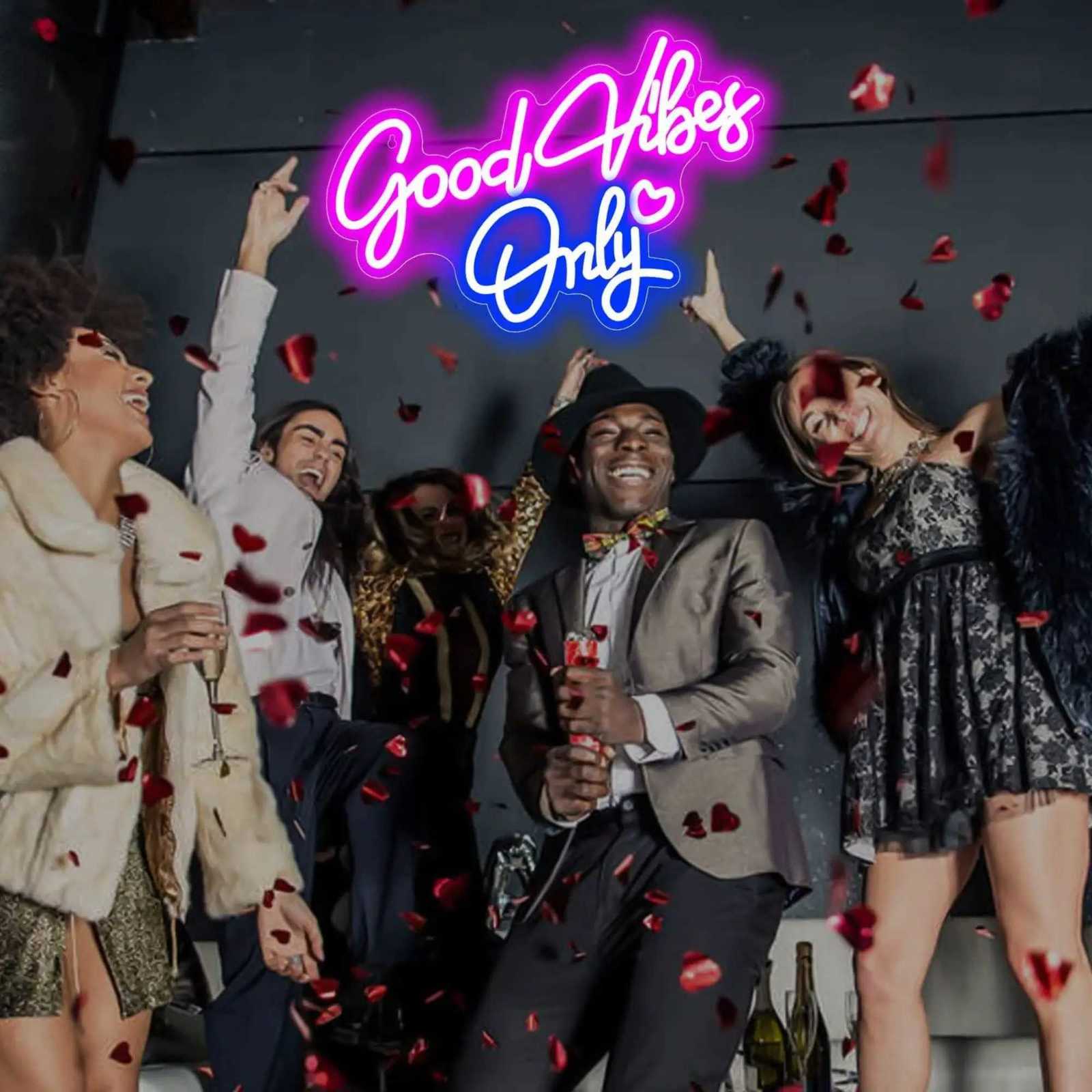 Good Vibes Only Neon Sign for Wall Decor LED Light for Bedroom Powered by USB with Dimmable Switch Neon Light Sign for Bedroom H251201