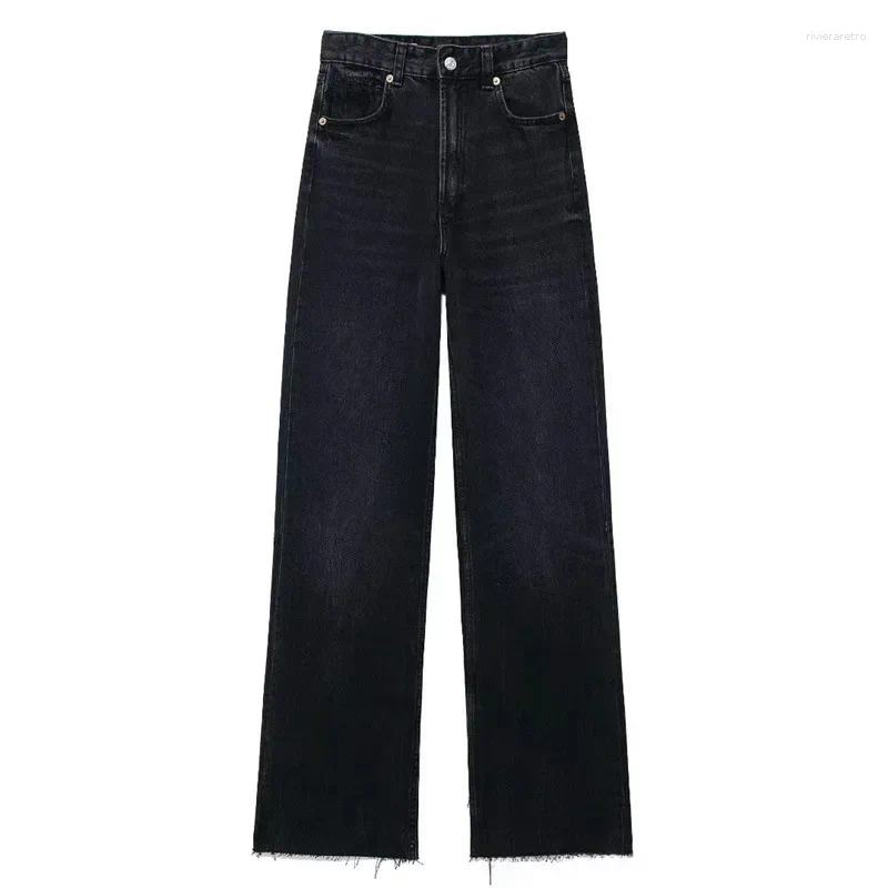 Women's Jeans Denim Pants For Women High Waist Wide Leg Fashionable Versatile Classic With Worn Decoration Origin China Z260313