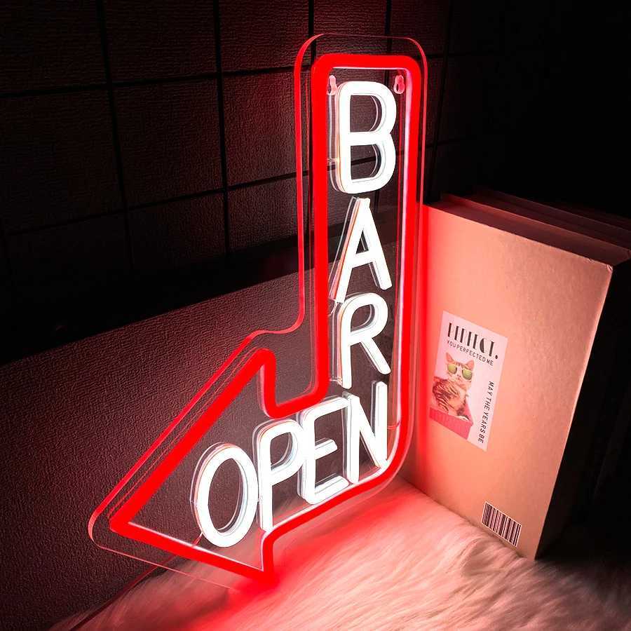 Bar Open Led Neon Sign Arrow Icon Used For Bar Door Wall Decor Usb Powered Restaurant Bar Business Occasions Wall Lamp H251201