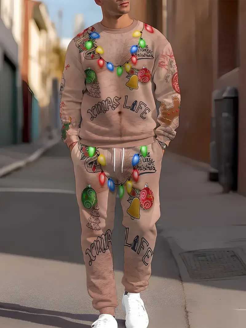 Christmas Clothing Set Spring Autumn Men Women Fashion 3D Printing Suit Casual Sportswear Sweatshirt Jogging Pants 2Pcs Sets W251202