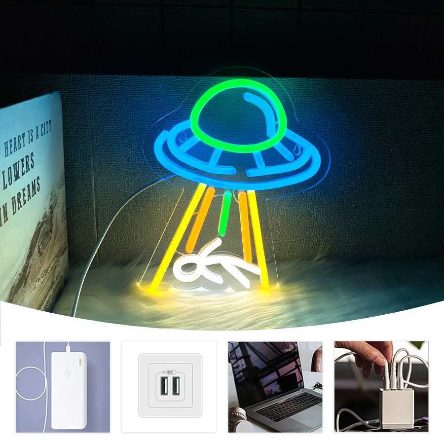 Neon Signs Of Alien Spacecraft Powered By Usb Are Used To Decor Rooms Homes Game Rooms Offices Clubs Bars And Man Caves H251201