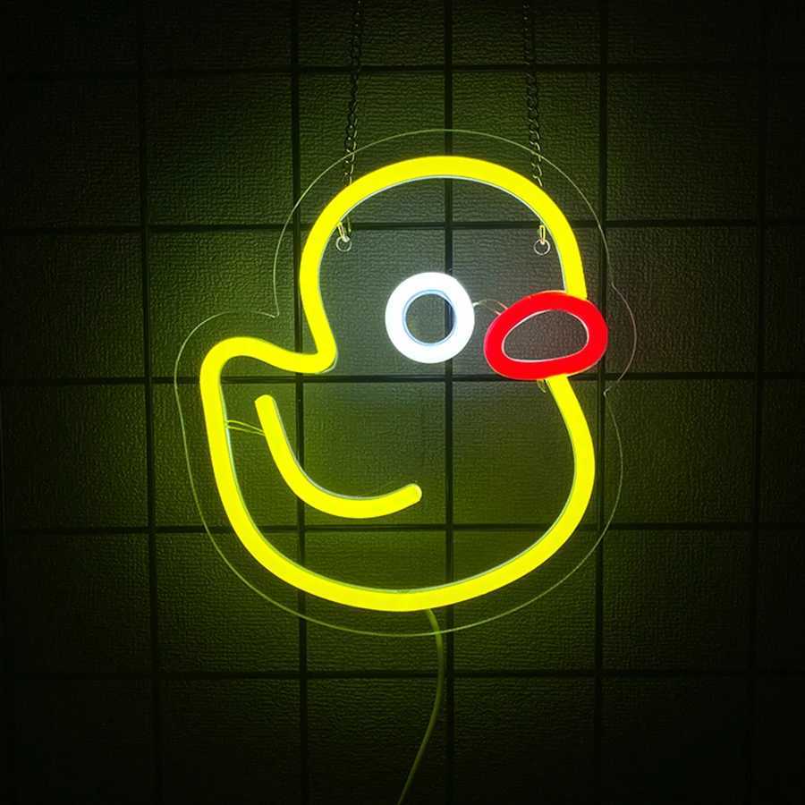 Animal Led Neon Sign Yellow Duck Icon Handmade Usb Powered Used For Room Club Bar Party Office Decor Easy To Hang H251201