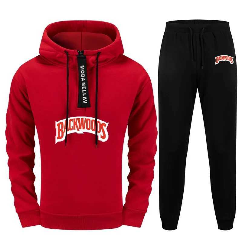 2025 New Release Men Tracksuit Set Urban Streetwear 2 Piece Half Zip Hoodie and Joggers Autumn Winter Fashion Sweatshirt Outfits W251202