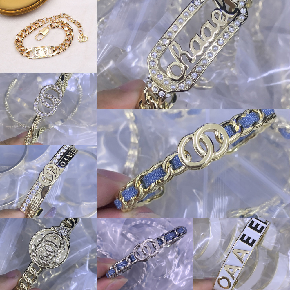 Gold Tone Bangles High Quality Crystal Bangle Charm Bracelets Men Women's Brass Copper Wristband Cuff Designer Letter Bracelet Jewelry